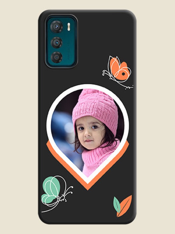 Custom Upload Pic With Simple Butterly Design On Space Black Personalized Soft Matte Phone Covers -Motorola Moto G42