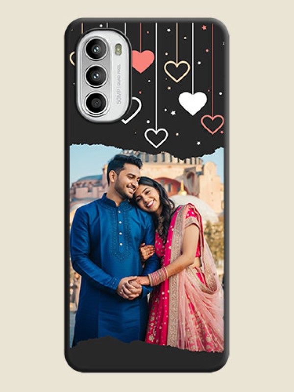 Custom Love Hangings with Splash Wave Picture on Space Black Custom Soft Matte Phone Back Cover - Moto G52