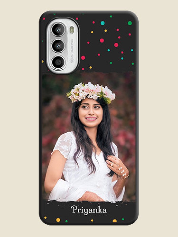 Custom Multicolor Dotted Pattern with Text on Space Black Custom Soft Matte Phone Back Cover - Moto G52