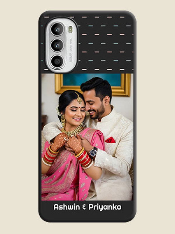 Custom Line Pattern Design with Text on Space Black Custom Soft Matte Phone Back Cover - Moto G52