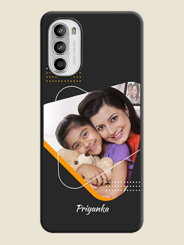 Custom Yellow Triangle on Photo on Space Black Soft Matte Phone Cover - Moto G52
