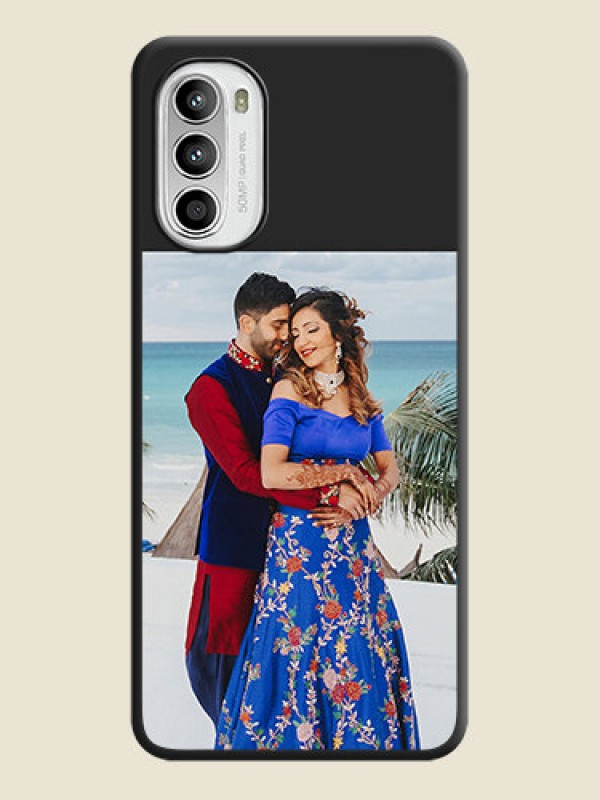 Custom Image Upload With Space Black Color On Custom Soft Matte Mobile Back Cover - Motorola Moto G52