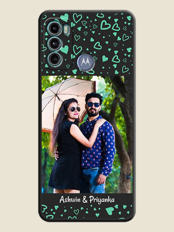 Custom Sea Green Indefinite Love Pattern on Photo on Space Black Soft Matte Mobile Cover - Motorola Moto G60