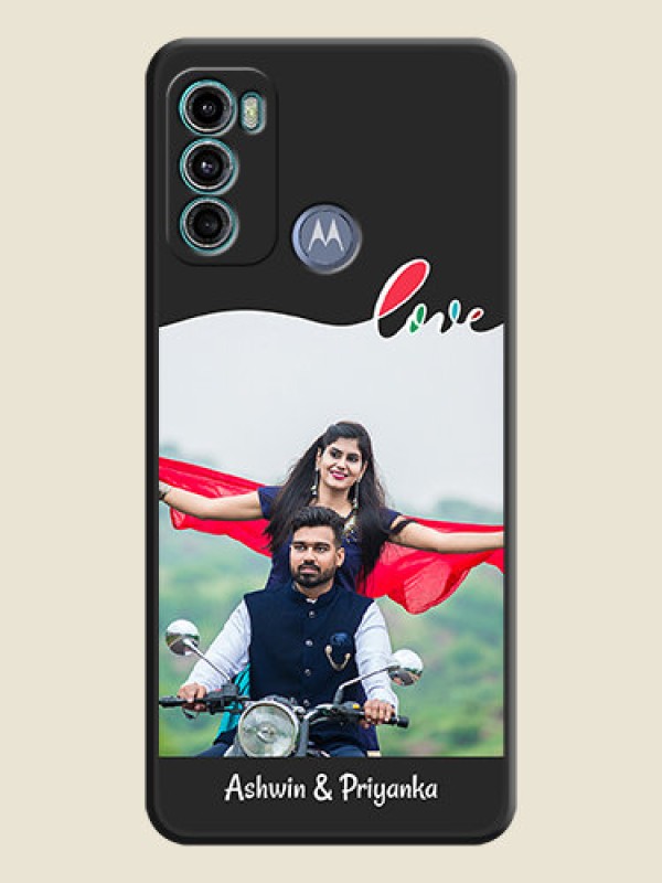 Custom Fall in Love Pattern with Picture on Photo on Space Black Soft Matte Mobile Case - Motorola Moto G60