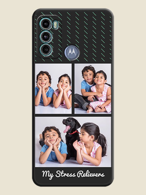 Custom Cross Dotted Pattern with 2 Image Holder  on Personalised Space Black Soft Matte Cases - Motorola Moto G60