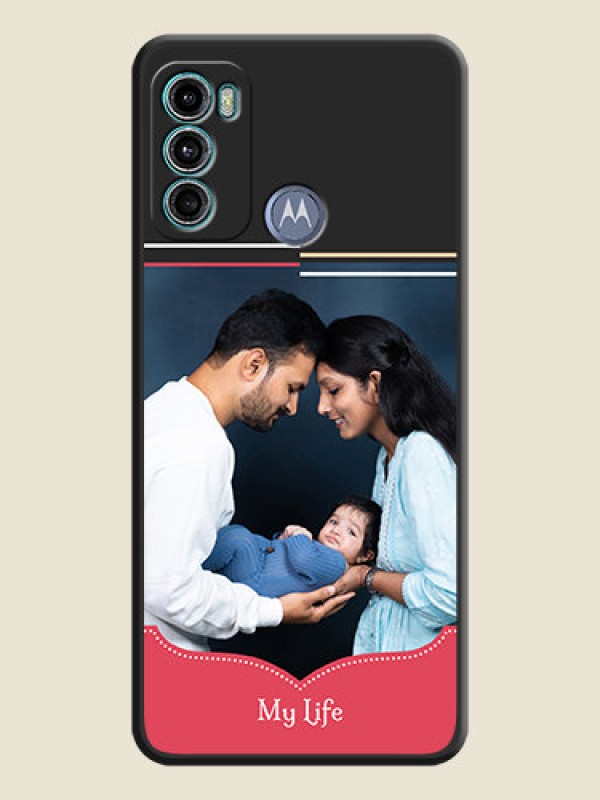 Custom Classic Plain Design with Name on Photo on Space Black Soft Matte Phone Cover - Motorola Moto G60