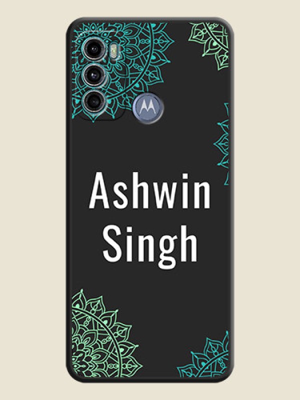 Custom Your Name with Floral Design on Space Black Custom Soft Matte Back Cover - Motorola Moto G60