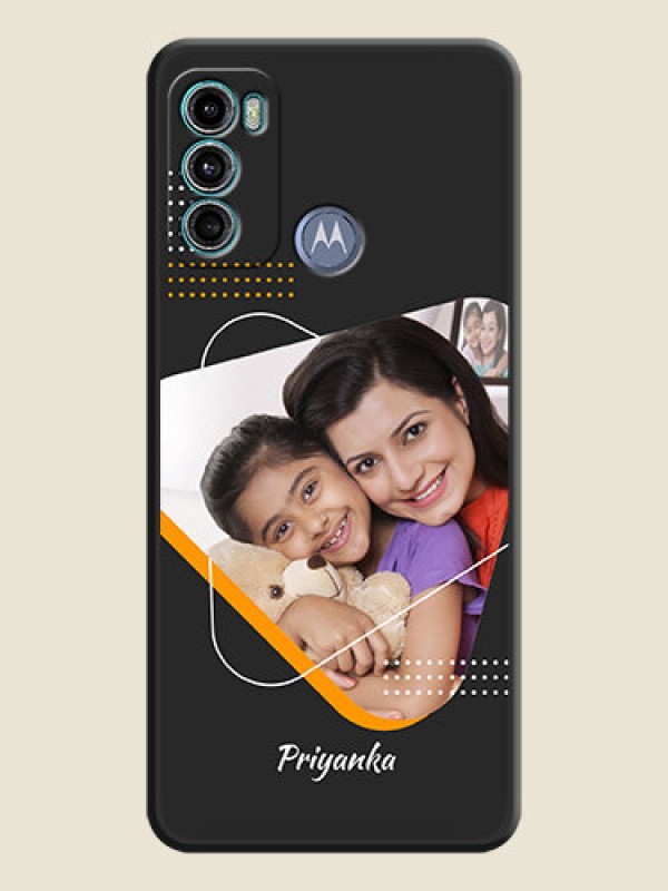 Custom Yellow Triangle on Photo on Space Black Soft Matte Phone Cover - Motorola Moto G60