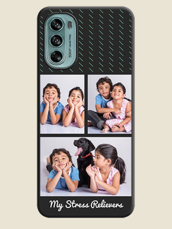 Custom Cross Dotted Pattern with 2 Image Holder  on Personalised Space Black Soft Matte Cases - Moto G62