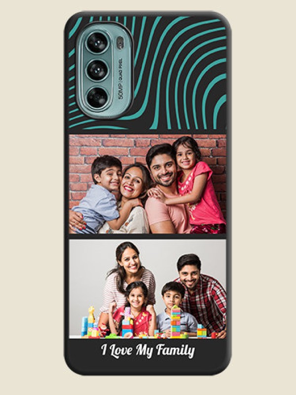 Custom Wave Pattern with 2 Image Holder on Space Black Personalized Soft Matte Phone Covers - Moto G62