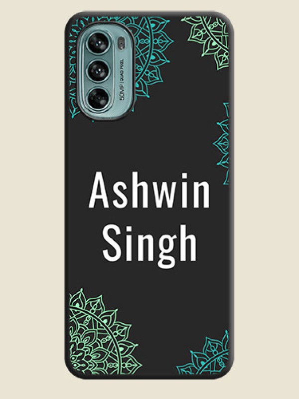 Custom Your Name with Floral Design on Space Black Custom Soft Matte Back Cover - Moto G62