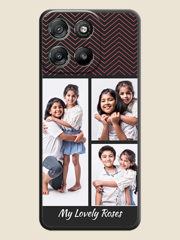Custom Wave Pattern with 3 Image Holder On Space Black Custom Soft Matte Mobile Back Cover - Motorola Moto G67 Power