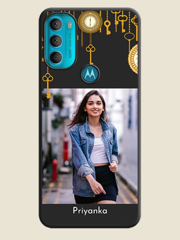 Custom Decorative Design with Text on Space Black Custom Soft Matte Back Cover - Moto G71 5G