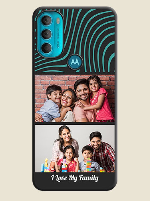 Custom Wave Pattern with 2 Image Holder on Space Black Personalized Soft Matte Phone Covers - Moto G71 5G