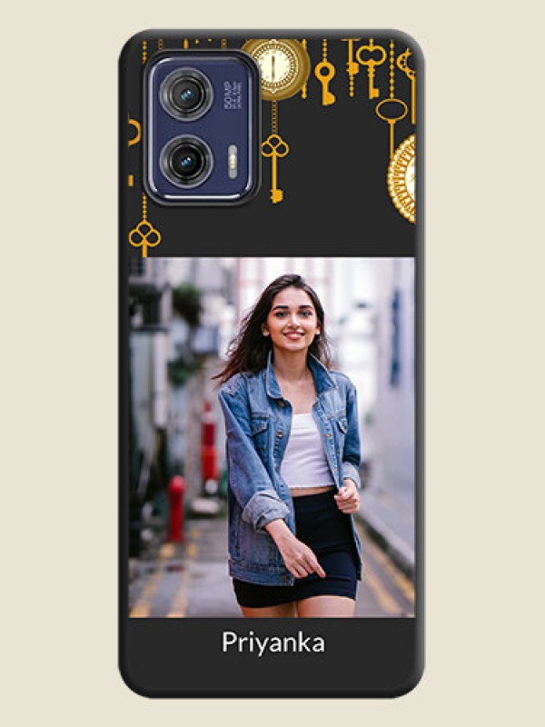 Custom Decorative Design with Text on Space Black Custom Soft Matte Back Cover - Moto G73 5G