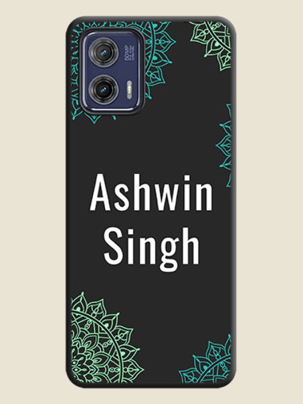 Custom Your Name with Floral Design on Space Black Custom Soft Matte Back Cover - Moto G73 5G