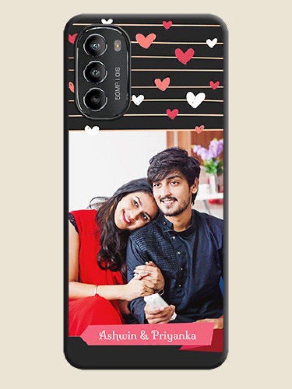 Custom Love Pattern with Name on Pink Ribbon  on Photo on Space Black Soft Matte Back Cover - Moto G82