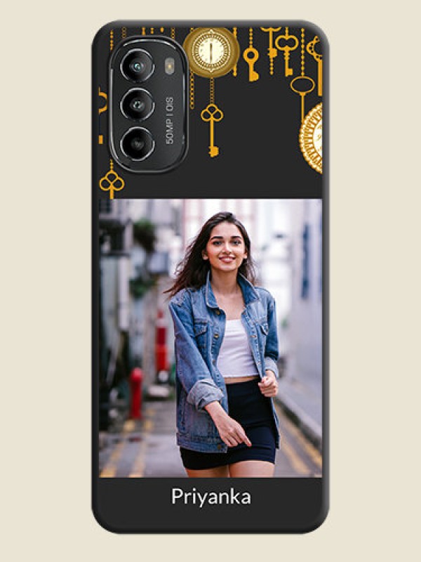 Custom Decorative Design with Text on Space Black Custom Soft Matte Back Cover - Moto G82