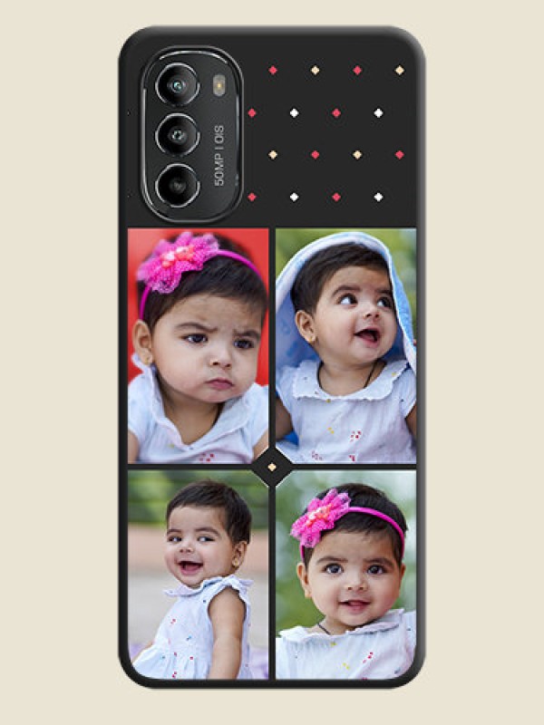 Custom Multicolor Dotted Pattern with 4 Image Holder on Space Black Custom Soft Matte Phone Cases - Moto G82