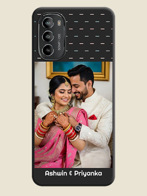 Custom Line Pattern Design with Text on Space Black Custom Soft Matte Phone Back Cover - Moto G82