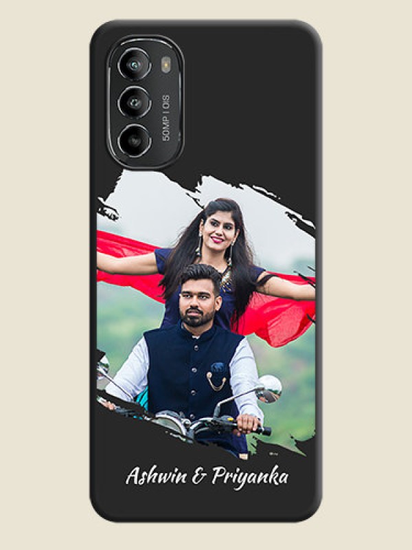 Custom Grunge Brush Strokes on Photo on Space Black Soft Matte Back Cover - Moto G82