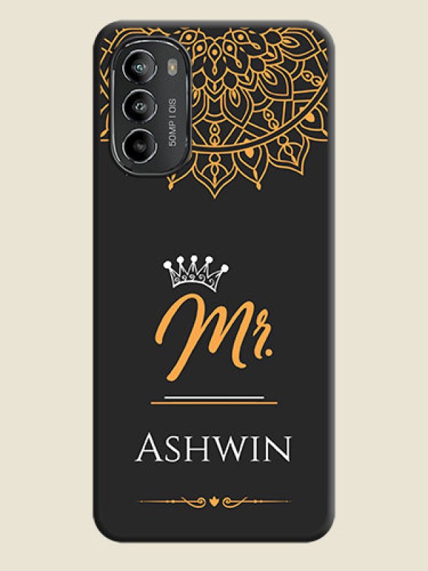Custom Mr Name with Floral Design  on Personalised Space Black Soft Matte Cases - Moto G82