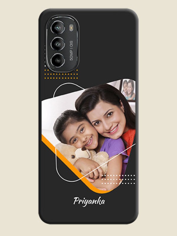 Custom Yellow Triangle on Photo on Space Black Soft Matte Phone Cover - Moto G82