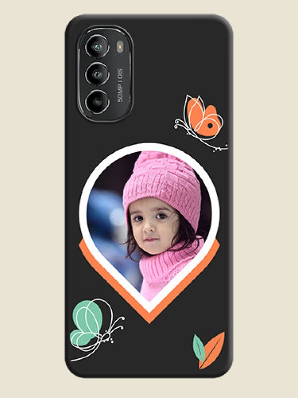 Custom Upload Pic With Simple Butterly Design On Space Black Personalized Soft Matte Phone Covers -Motorola Moto G82