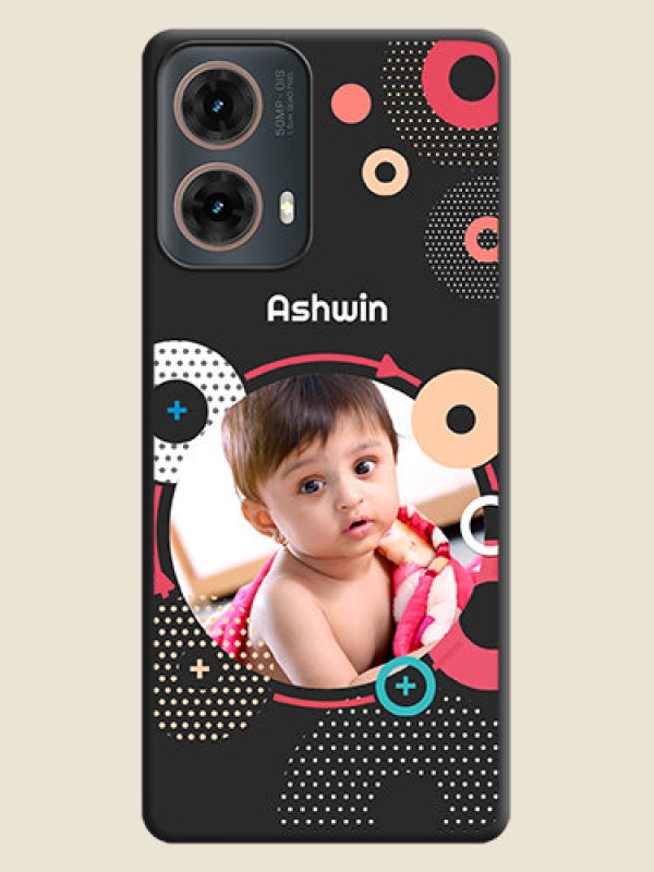 Custom Multicoloured Round Image On Space Black Custom Soft Matte Mobile Back Cover - Motorola Moto G85 5G