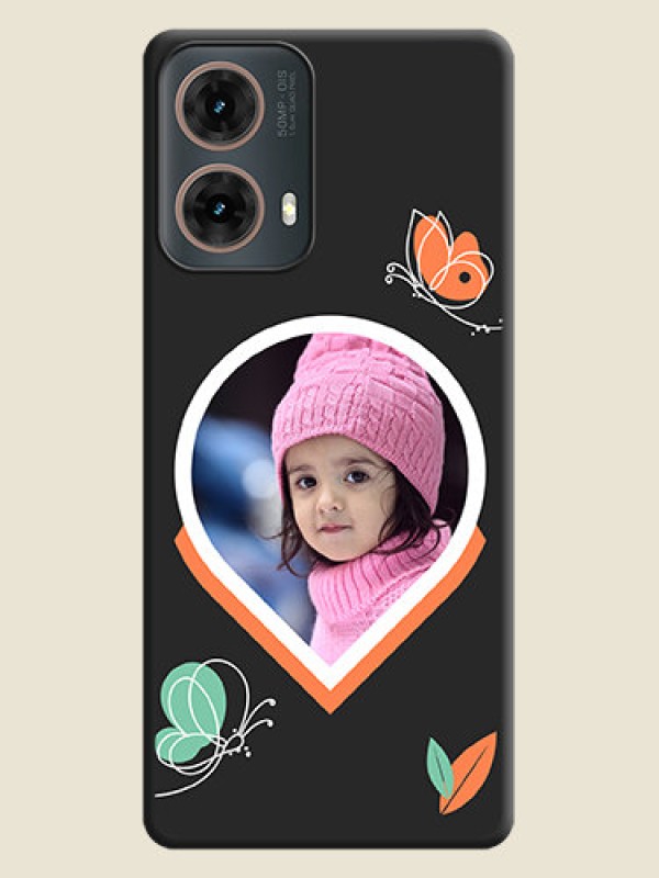 Custom Upload Pic With Simple Butterly Design On Space Black Custom Soft Matte Mobile Back Cover - Motorola Moto G85 5G