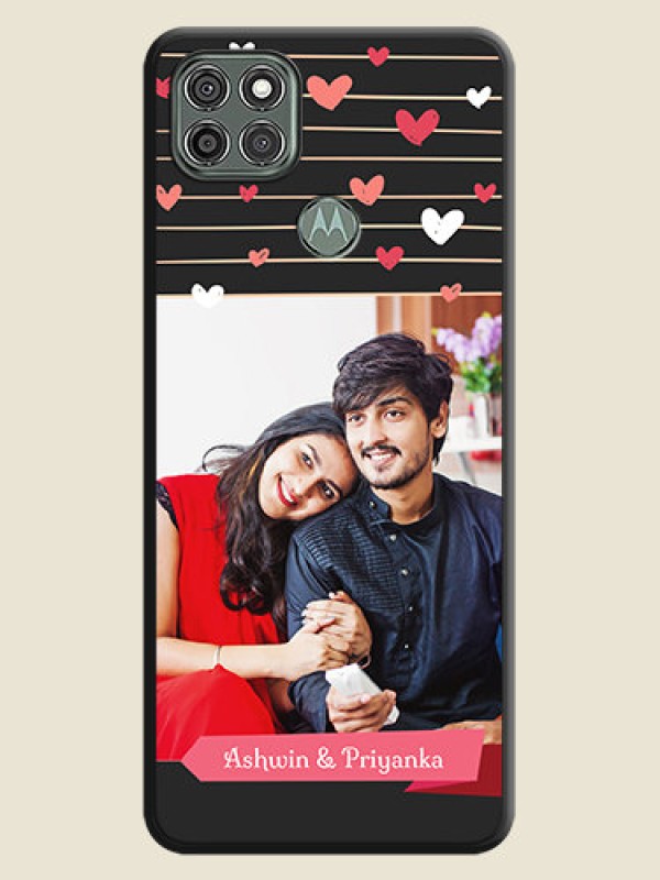 Custom Love Pattern with Name on Pink Ribbon on Photo on Space Black Soft Matte Back Cover - Moto G9 Power