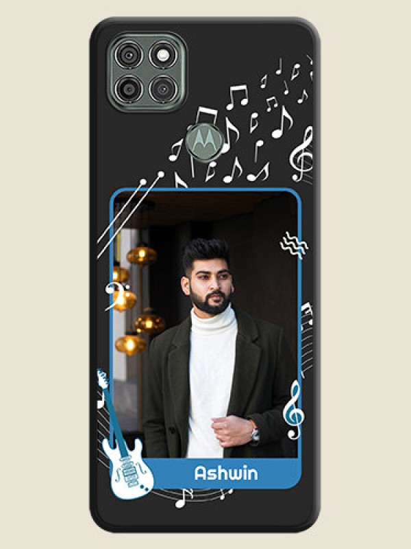 Custom Musical Theme Design with Text on Photo on Space Black Soft Matte Mobile Case - Moto G9 Power