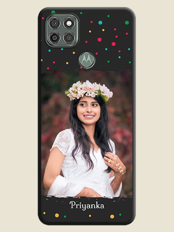 Custom Multicolor Dotted Pattern with Text on Space Black Custom Soft Matte Phone Back Cover - Moto G9 Power