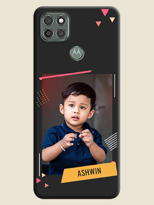 Custom Photo Frame with Triangle Small Dots on Photo on Space Black Soft Matte Back Cover - Moto G9 Power