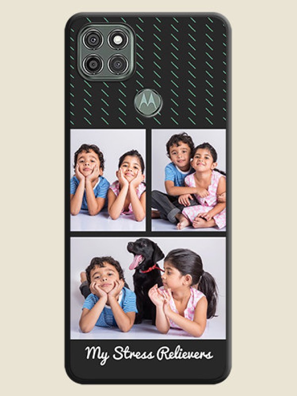 Custom Cross Dotted Pattern with 2 Image Holder on Personalised Space Black Soft Matte Cases - Moto G9 Power