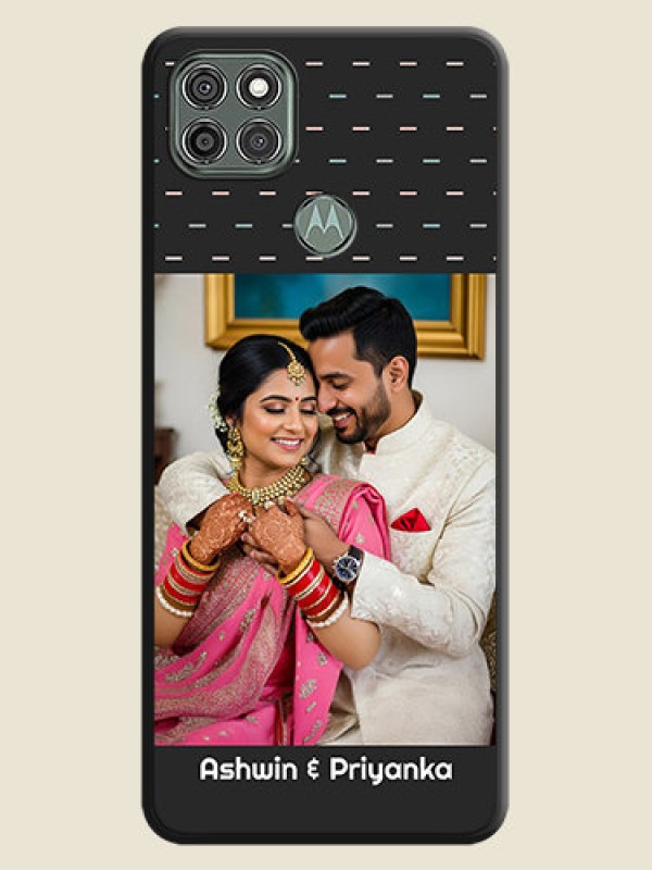 Custom Line Pattern Design with Text on Space Black Custom Soft Matte Phone Back Cover - Moto G9 Power