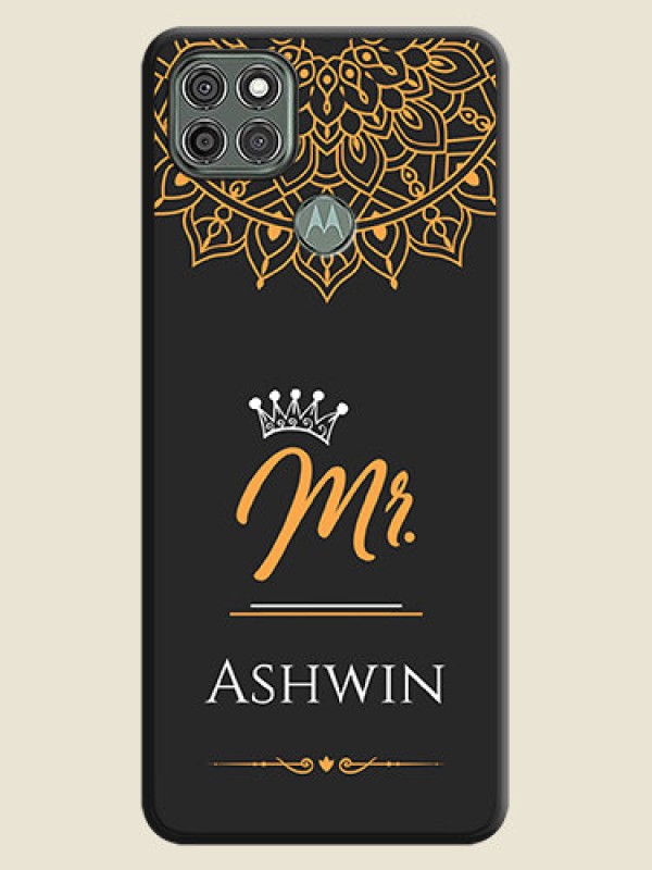 Custom Mr Name with Floral Design on Personalised Space Black Soft Matte Cases - Moto G9 Power