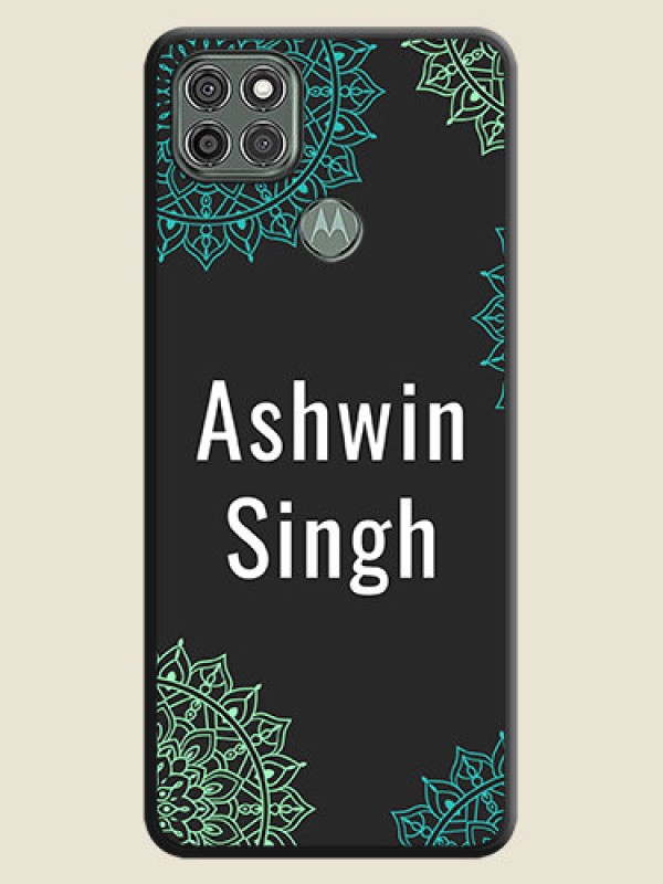 Custom Your Name with Floral Design on Space Black Custom Soft Matte Back Cover - Moto G9 Power