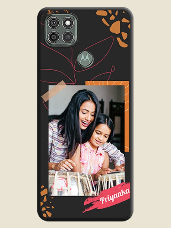 Custom Orange Photo Frame on Space Black Custom Soft Matte Phone Back Cover - Moto G9 Power