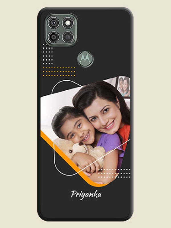 Custom Yellow Triangle on Photo on Space Black Soft Matte Phone Cover - Moto G9 Power