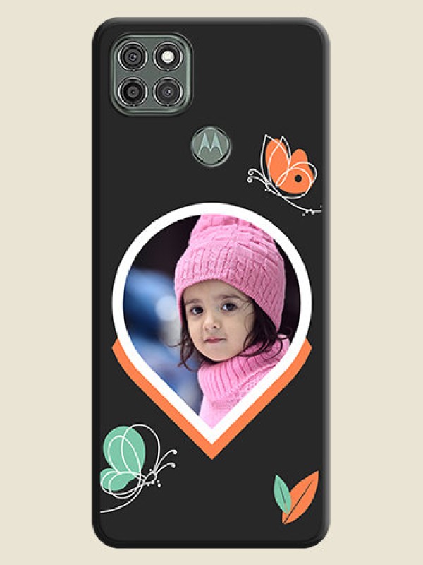 Custom Upload Pic With Simple Butterly Design On Space Black Personalized Soft Matte Phone Covers -Motorola Moto G9 Power