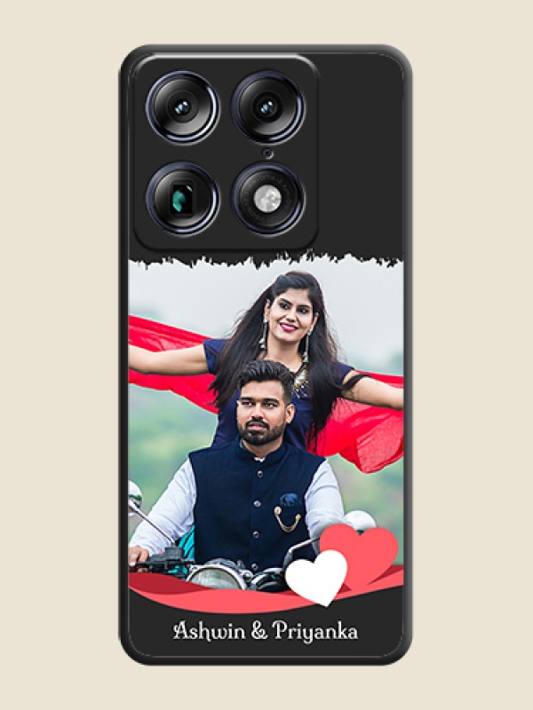 Custom Pin Color Love Shaped Ribbon Design with Text On Space Black Custom Soft Matte Mobile Back Cover - Motorola Signature 5G