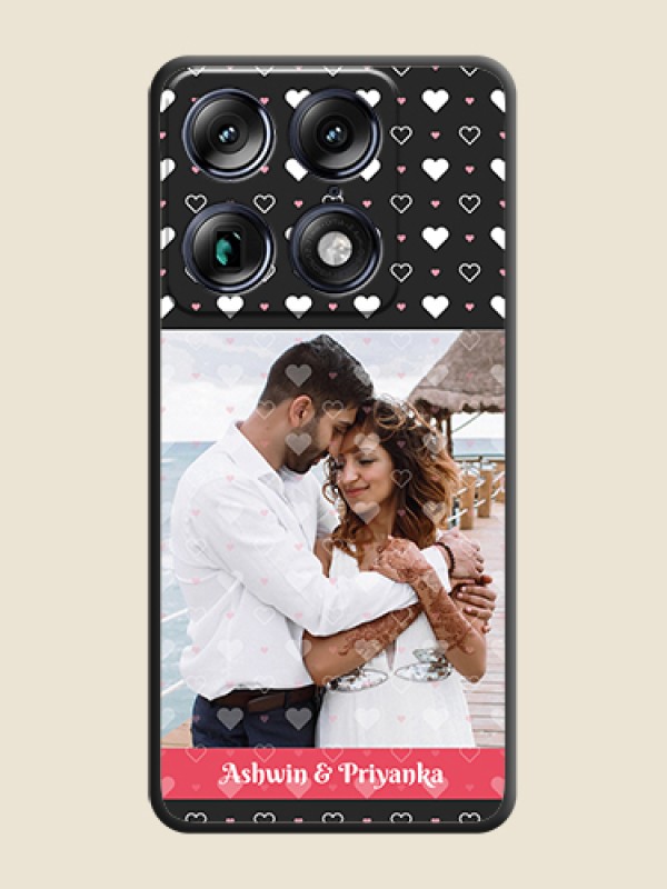 Custom White Color Love Symbols with Text Design on Photo On Space Black Custom Soft Matte Mobile Back Cover - Motorola Signature 5G