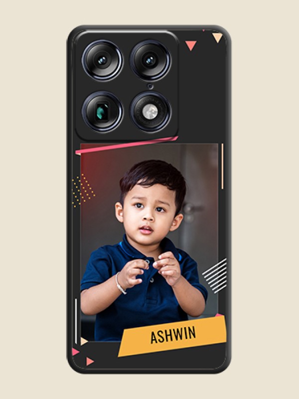 Custom Photo Frame with Triangle Small Dots on Photo On Space Black Custom Soft Matte Mobile Back Cover - Motorola Signature 5G