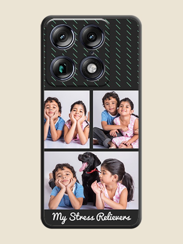 Custom Cross Dotted Pattern with 2 Image Holder On Space Black Custom Soft Matte Mobile Back Cover - Motorola Signature 5G