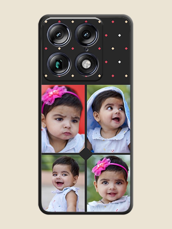 Custom Multicolor Dotted Pattern with 4 Image Holder On Space Black Custom Soft Matte Mobile Back Cover - Motorola Signature 5G