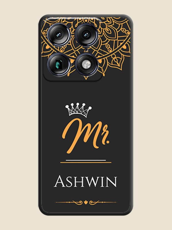 Custom Mr Name with Floral Design On Space Black Custom Soft Matte Mobile Back Cover - Motorola Signature 5G
