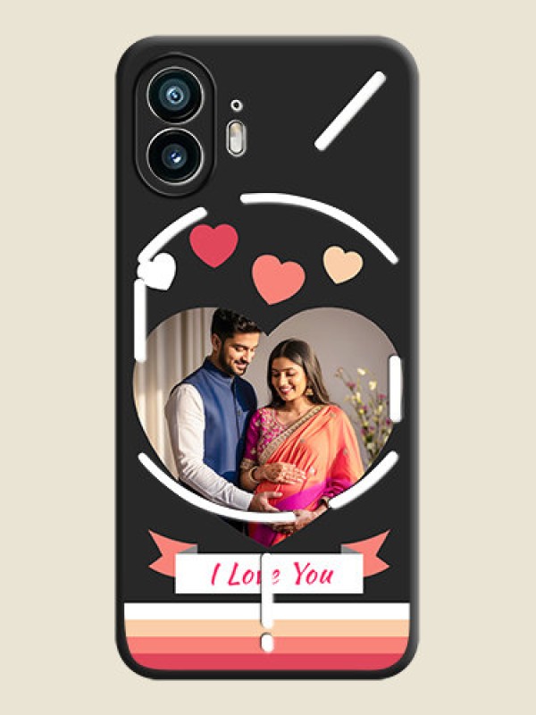 Custom Love Shaped Photo with Colorful Stripes on Personalised Space Black Soft Matte Cases - Nothing Phone 2