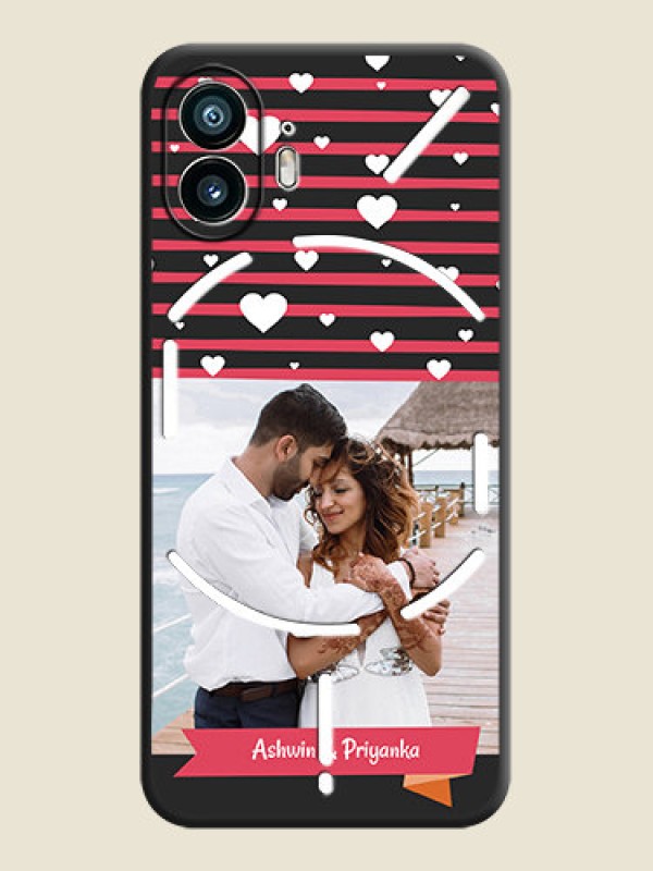 Custom White Color Love Symbols with Pink Lines Pattern on Space Black Custom Soft Matte Phone Cases - Nothing Phone 2