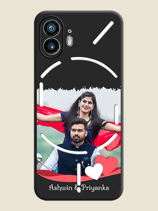Custom Pink Color Love Shaped Ribbon Design with Text on Space Black Custom Soft Matte Phone Back Cover - Nothing Phone 2